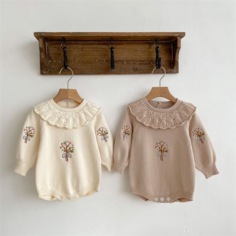 Newborn Baby Girl Romper Floral - Pelele de punto para recién nacidos,