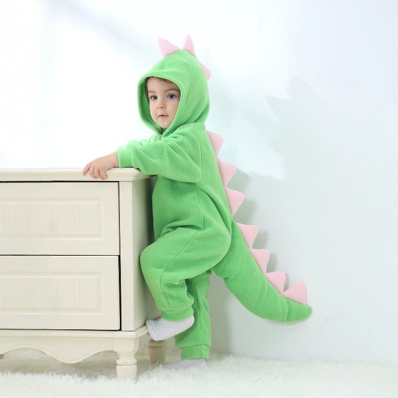 Cotton Baby Onesies Zipper - Mameluco de dinosaurio verde para bebé