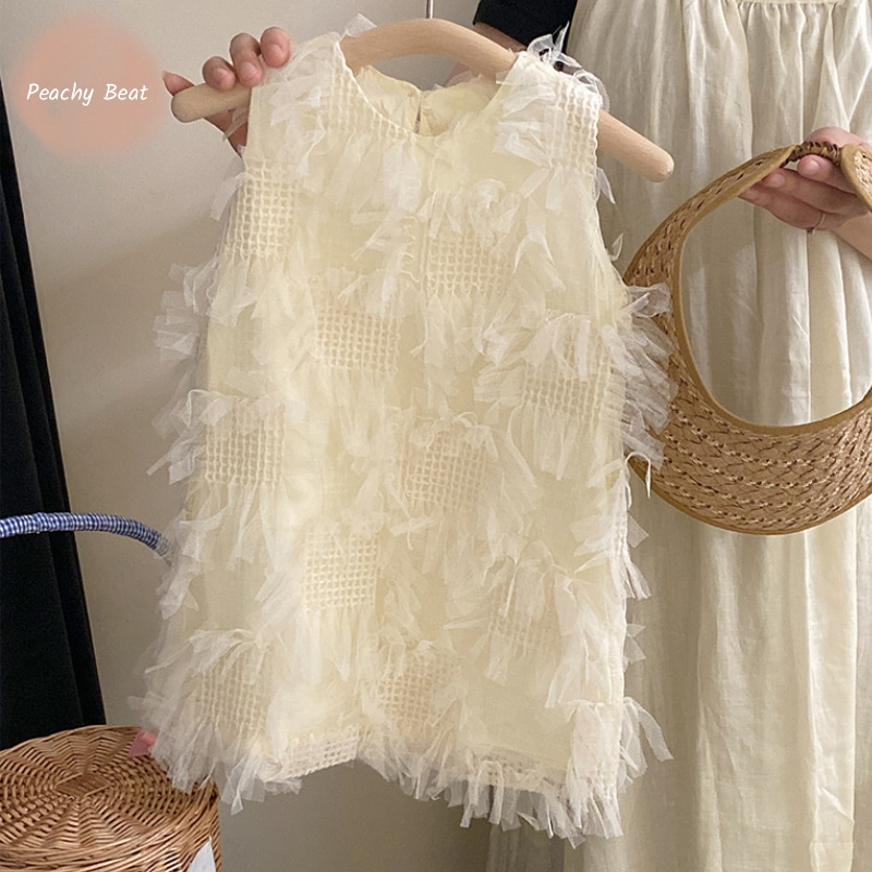 Toddler Girl Tulle Party Dress - Vestido de princesa de algodón sin