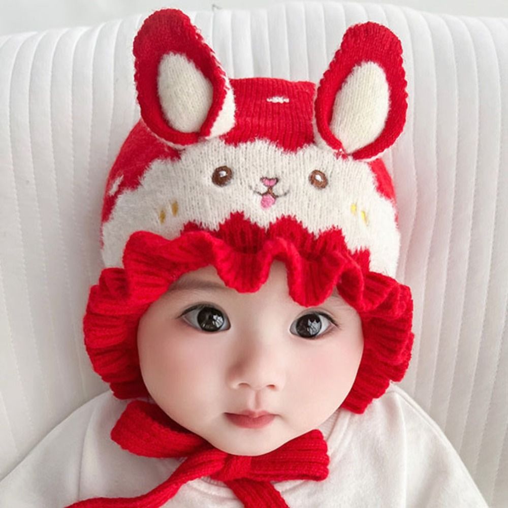 Infant Beanie Hat With Ears - Gorro tejido con orejas de conejo