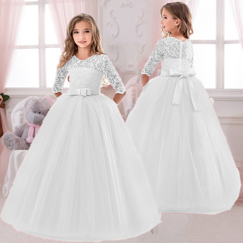 Toddler Girl Tulle Party Dress - Vestido de princesa con lazo bordado