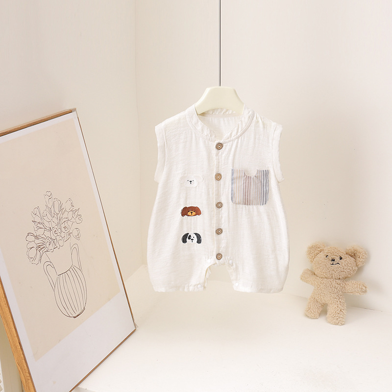 Baby Summer Linen Sleeveless Jumpsuit - Mono de verano para bebés, mono