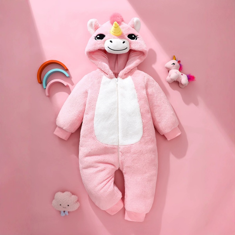 Mameluco de unicornio rosa par - Cotton Baby Onesies Zipper reseña y precio