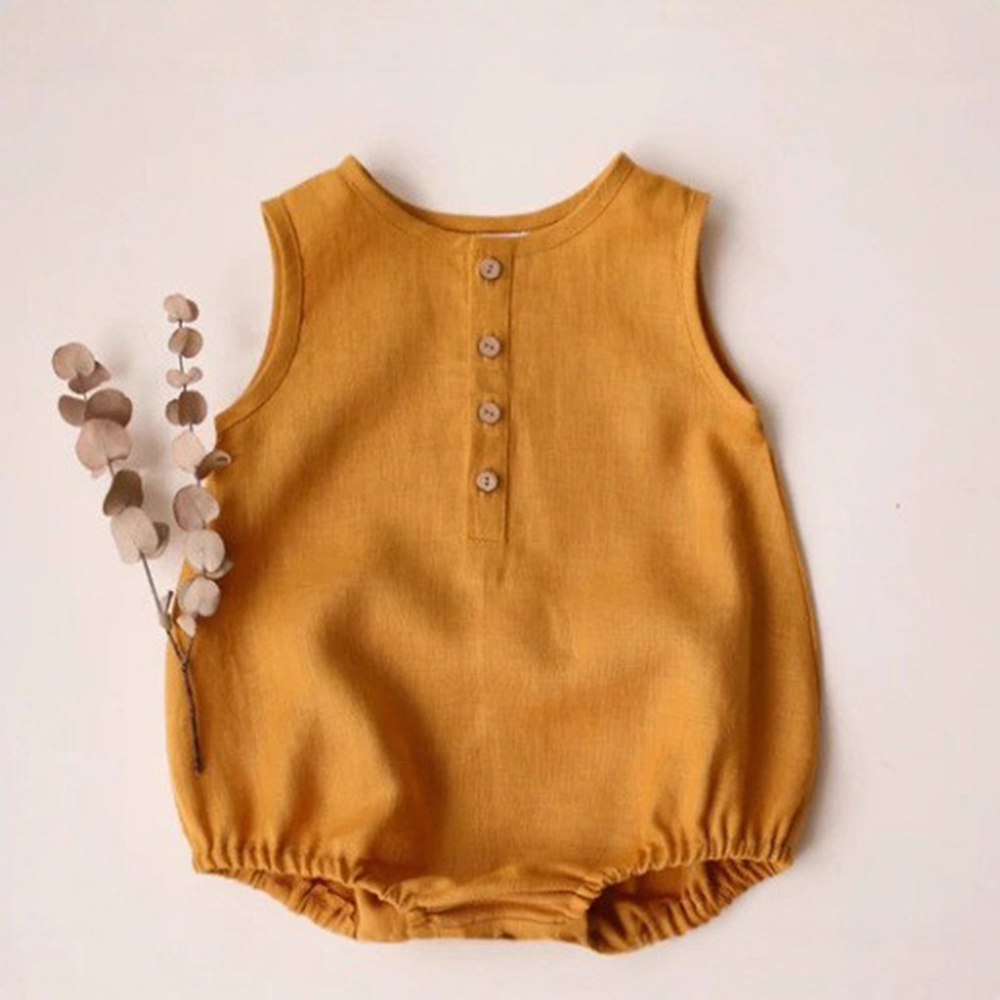 Pelele de algodón y lino para  - Baby Summer Linen Sleeveless Jumpsuit reseña y precio